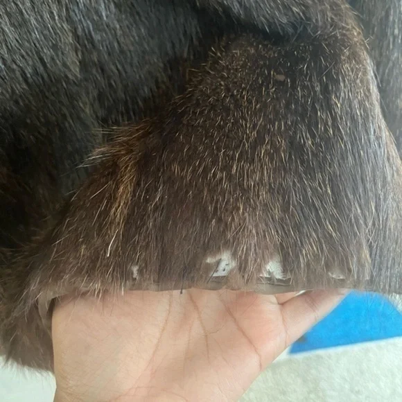 Women’s brown fox fur long coat. Style raincoat - Picture 7 of 10